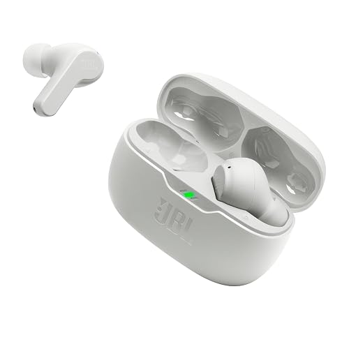JBL Vibe Beam Audífonos Inalámbricos Bluetooth, Drivers 8mm, Reproducción 32 Horas, Resistentes al Agua y al Polvo IP56 - Blanco
