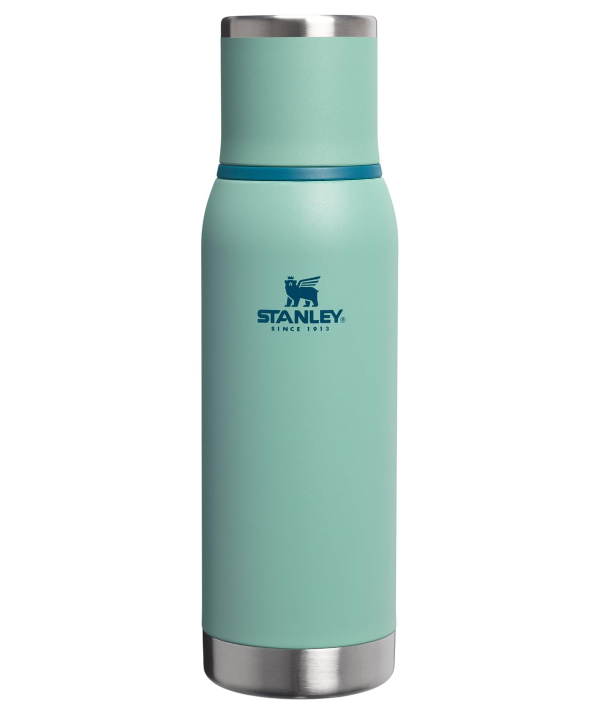 Stanley Adventure-To-Go - Botella al aspiradora de 25 onzas, boca ancha con tapa a prueba de fugas, mantiene las bebidas calientes o frías, plegable para viajes, botella térmica de acero inoxidable - Verde primavera - 0.7 Litros
