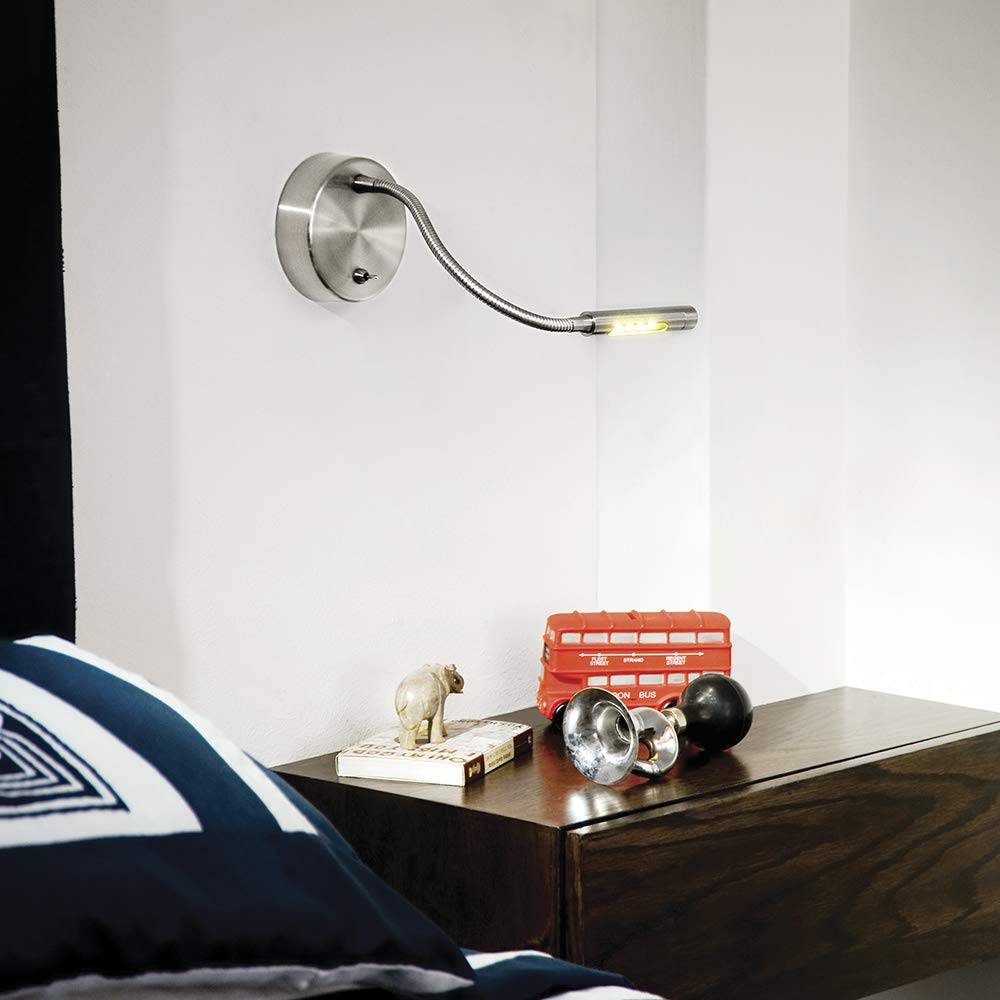 Tecnolite - Luz de Lectura LED 2 W, Luz Suave Cálida, Flexible, Sobreponer en pared