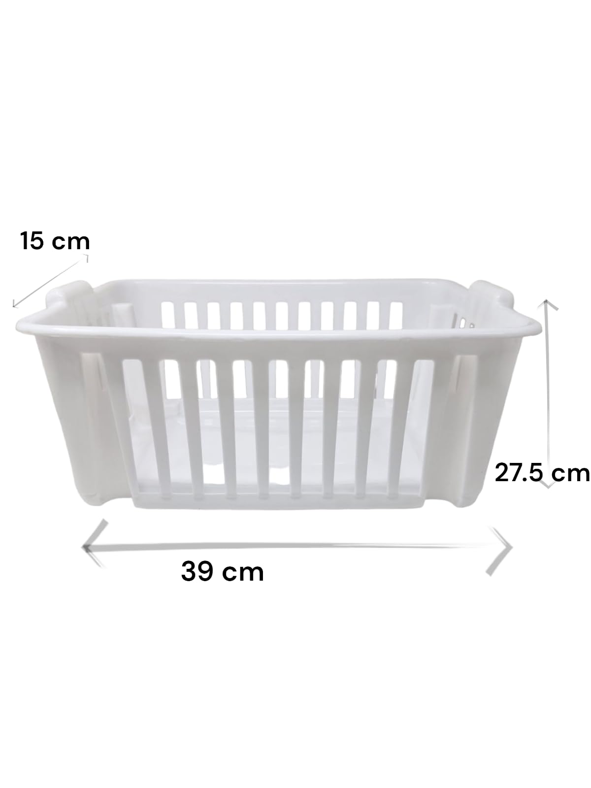 Plasvic. Set de 4 cestas de plástico, para organización y/o Almacenamiento. Cajas organizadoras apilables. Color Blanco.
