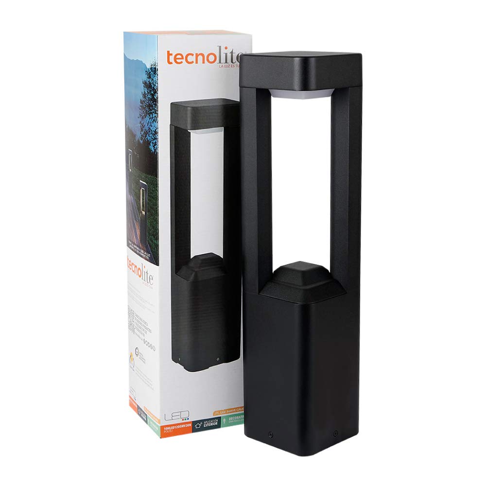 Tecnolite Lámpara Exterior Sobreponer Piso, LED Integrado, Negro 10HLED1205MV30N