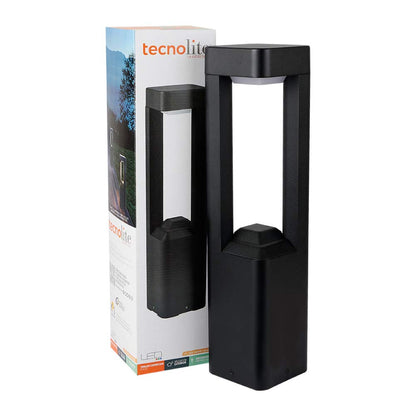 Tecnolite Lámpara Exterior Sobreponer Piso, LED Integrado, Negro 10HLED1205MV30N