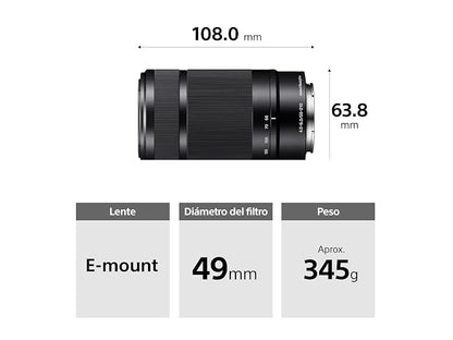Sony Lente Telefoto Zoom 55-210mm F4.5-6.3 Montura E APS-C con Estabilizador Steady Shot óptico (OSS) SEL55210