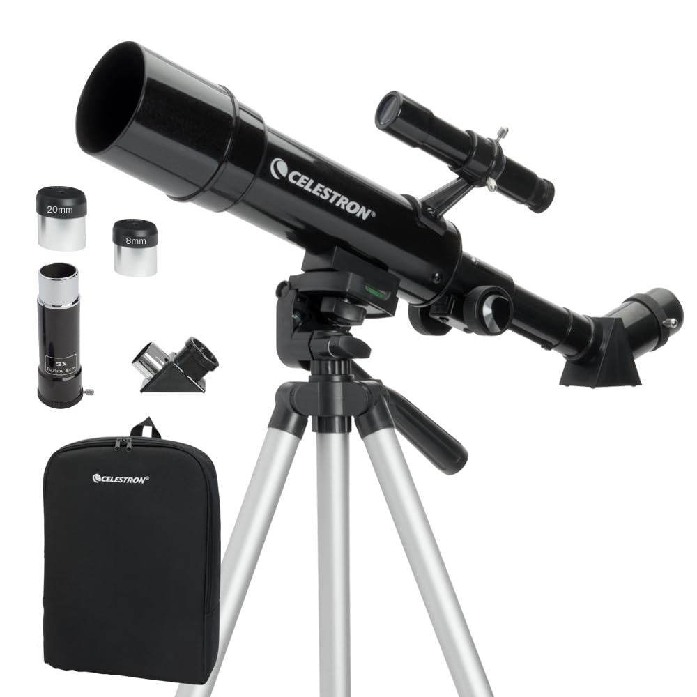 Celestron - 50mm Travel Scope - Portable Refractor Telescope - Fully-Coated Glass Optics - Ideal Telescope for Beginners - Bonus Astronomy Software Package