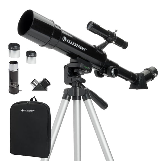Celestron - 50mm Travel Scope - Portable Refractor Telescope - Fully-Coated Glass Optics - Ideal Telescope for Beginners - Bonus Astronomy Software Package