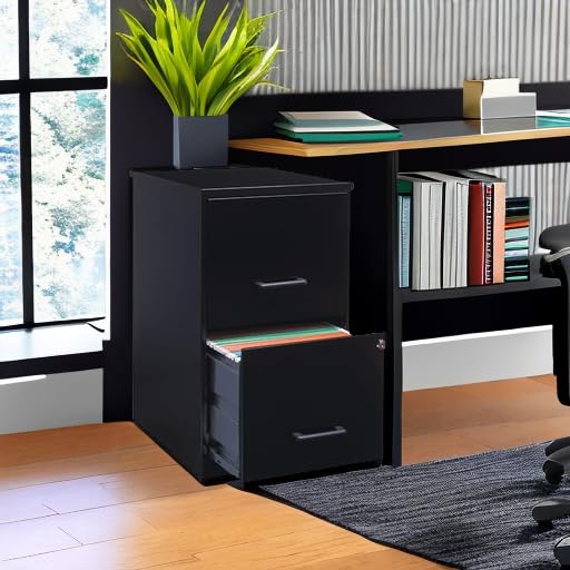 Lorell 14340 18 - Archivador profundo de 2 cajones, Putty, Negro