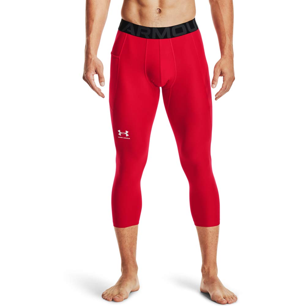 Under Armour Armour Heatgear 3/4 Leggings Pantalones para Hombre - Rojo (600) - Blanco - M