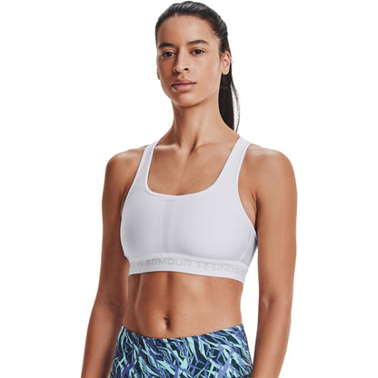 Under Armour Sports Bra de Entrenamiento Crossback Mid para Mujer - Blanco (White - Halo Gray - 100) - 2XL