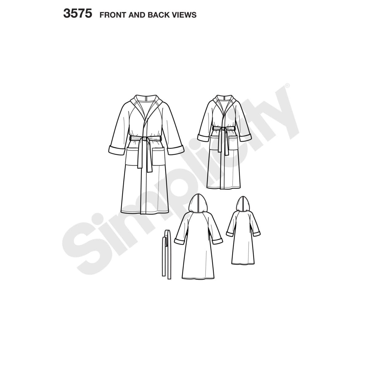 Simplicity Fácil de Coser 3575 - Albornoz de Costura para Adultos y niños, XS-L y XS-XL