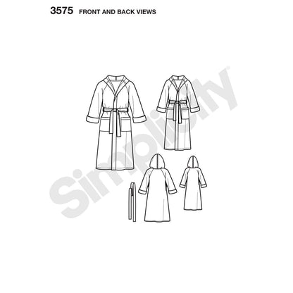 Simplicity Fácil de Coser 3575 - Albornoz de Costura para Adultos y niños, XS-L y XS-XL