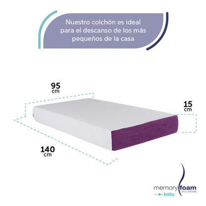 MEMORY FOAM BABY | Colchón de Cuna Para Bebé Baby Good – Firmeza Media/Suave - 140 x 95 x 15 cm – Hecho de Espuma de Poliuretano