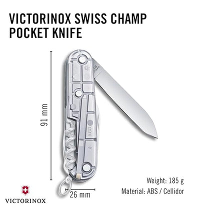 Victorinox Navaja Swisschamp Silver Tech, Plata Transparente | 32 Usos