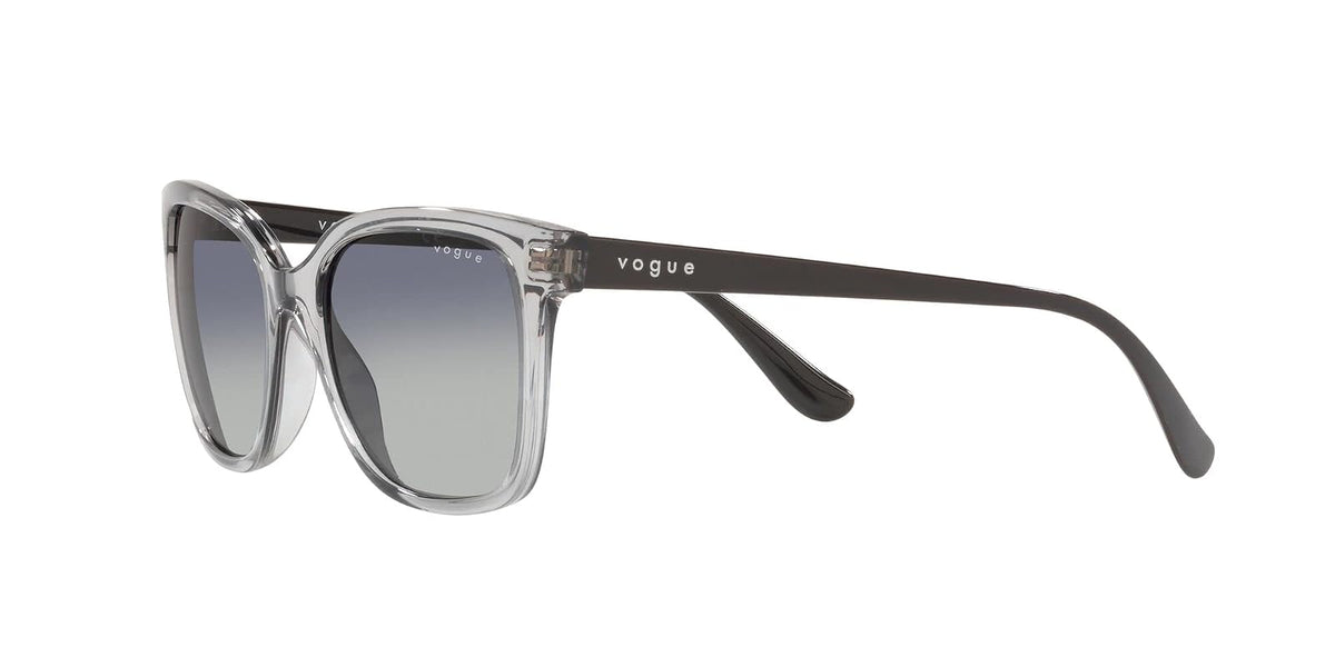 Vogue Eyewear Woman Sunglasses Transparent Grey Frame, Grey Gradient Dark Blue Lenses, 54MM