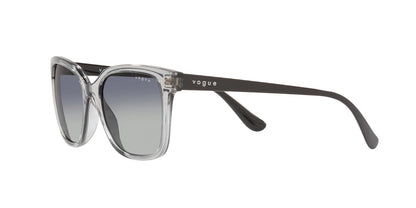 Vogue Eyewear Woman Sunglasses Transparent Grey Frame, Grey Gradient Dark Blue Lenses, 54MM