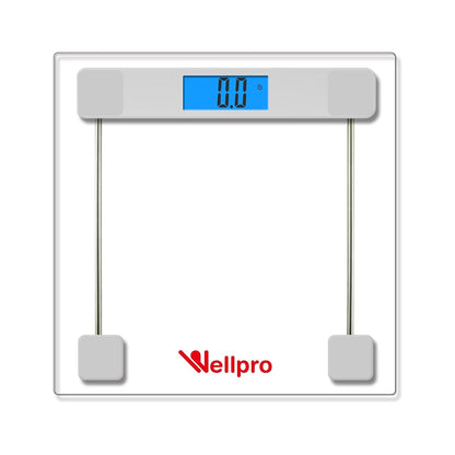Wellpro Báscula Digital de Vidrio con Pantalla LCD - Transparente