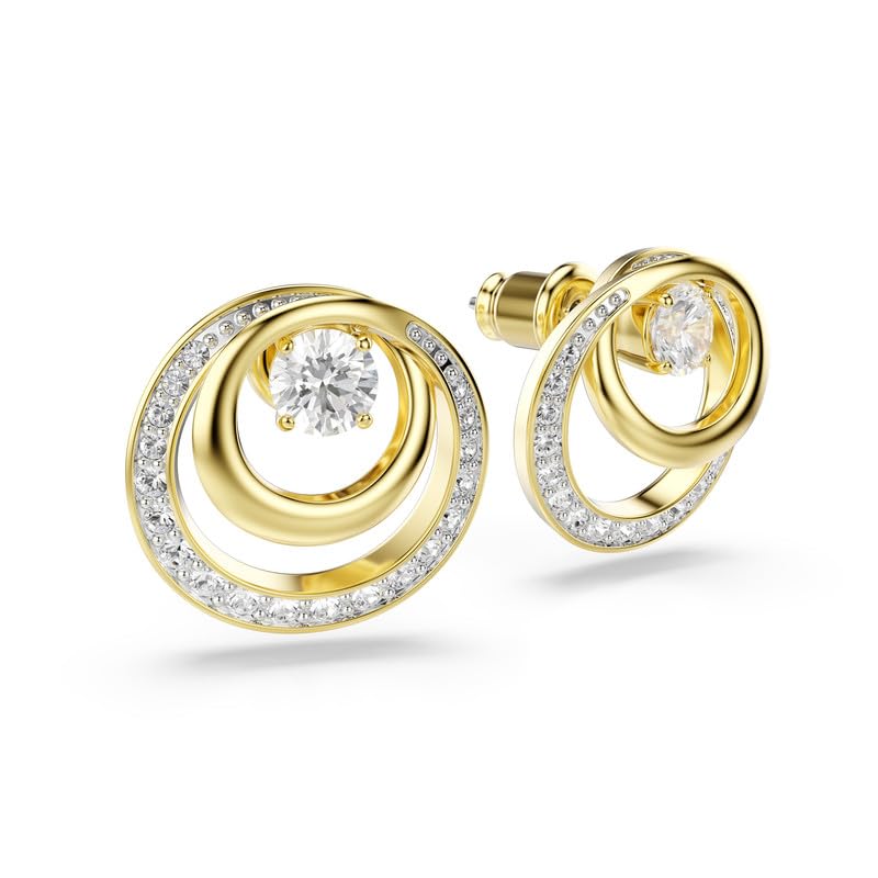 arete Swarovski Hyperbola, corte redondo, blanco, baño dorado