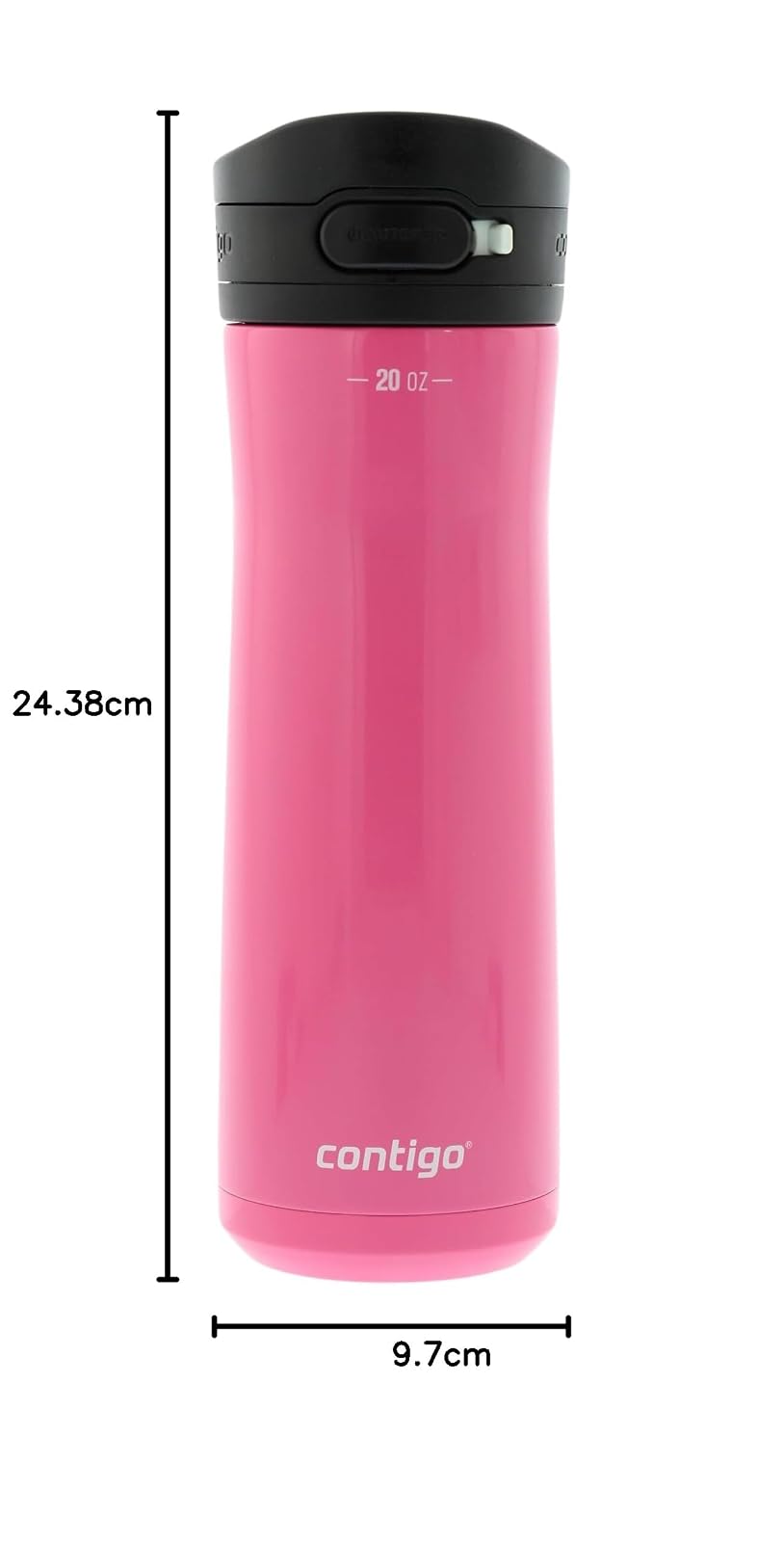 Contigo Botella de Agua Acero Inoxidable 590 ML Rosado Antiderrames Jackson Chill 2.0 con Asa Boquilla Cubierta