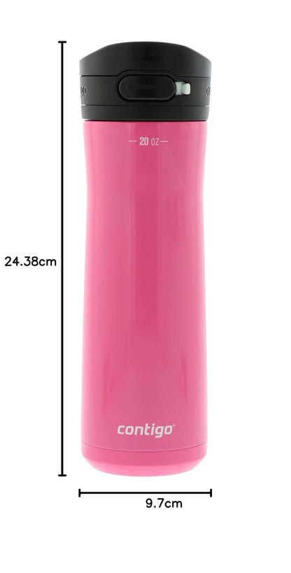 Contigo Botella de Agua Acero Inoxidable 590 ML Rosado Antiderrames Jackson Chill 2.0 con Asa Boquilla Cubierta