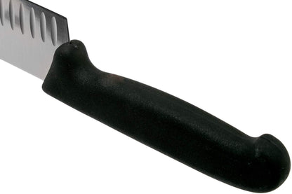 Victorinox 5.2523.17 Fibrox Pro Santoku Cuchillo para cortar de uso general, picar en dados, picar y todo lo demás entre hoja de borde estriado en negro, 6.7 pulgadas