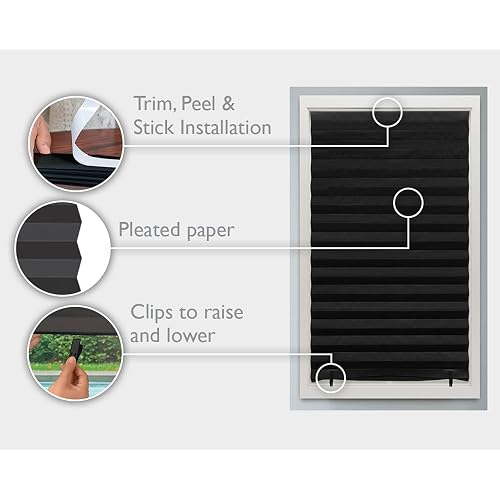 Redi Shade - Papel plisado Blackout Original, negro, 36 x 72 pulgadas, paquete de 6