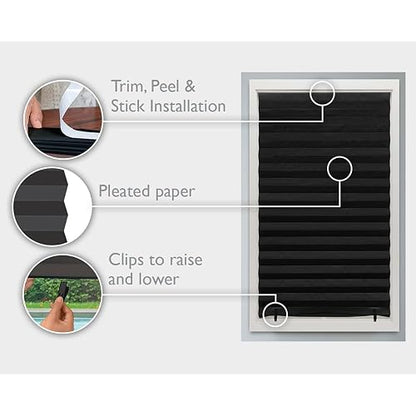 Redi Shade - Papel plisado Blackout Original, negro, 36 x 72 pulgadas, paquete de 6