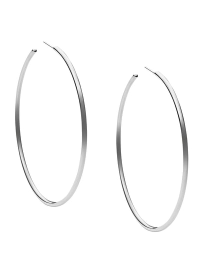 Michael Kors Pendientes de aro de acero inoxidable para mujer - Aro grande plateado