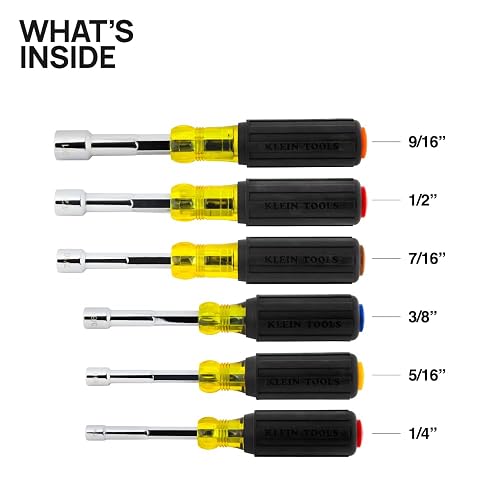 Klein Tools Juego de Destornilladores de Tuercas de Eje Hueco 6 Piezas