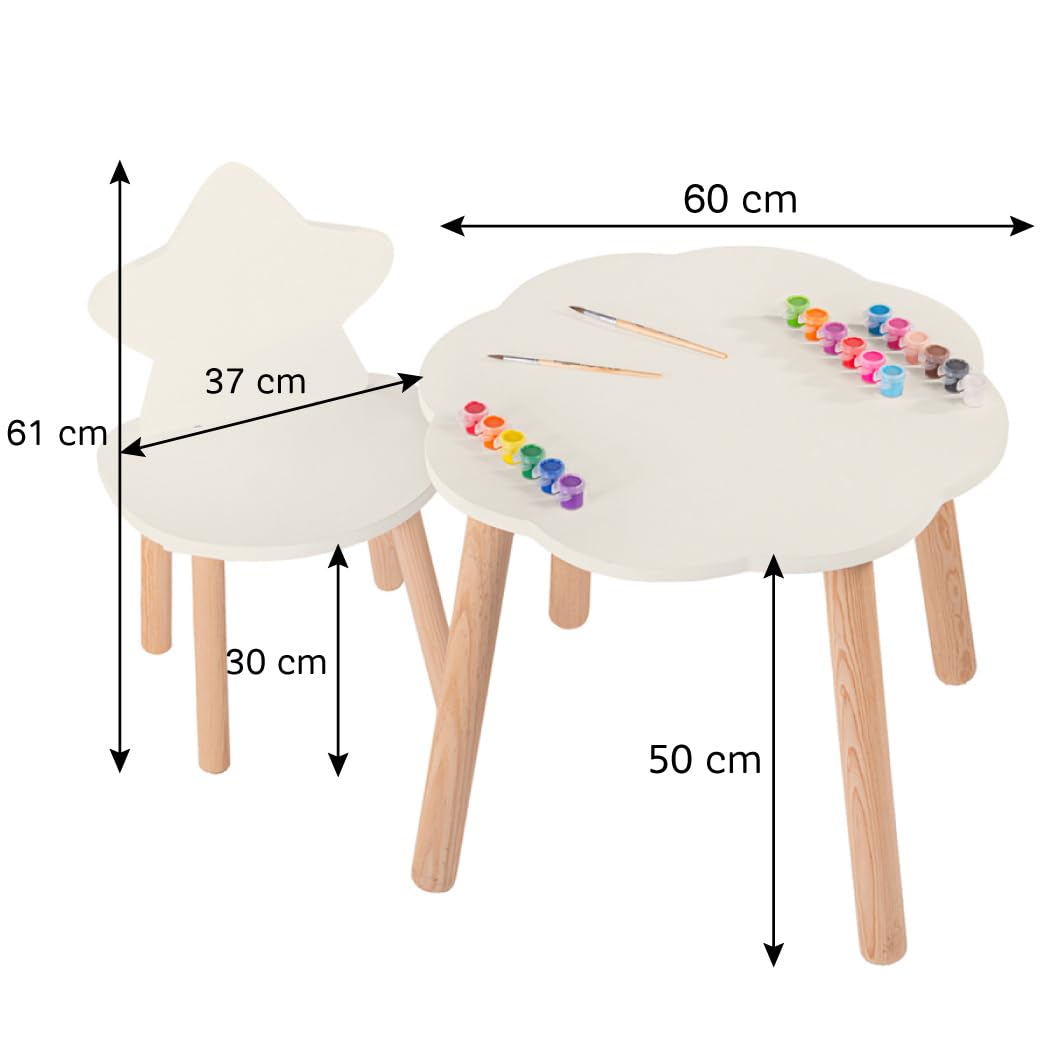 DUDUK Set de Mesa Nube con Silla Estrella - 7 Colores | Diseño Infantil (Ostión)