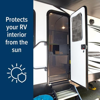 Camco SunShield Reflective Door Window Cover- Helps Protect Your RV from Harmful UV Rays and Regulates RV Temperature 16 x 25 " (45167)
