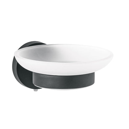 Foset Tubig TBA-74M, Jabonera metálica negro con plato de vidrio - Negro