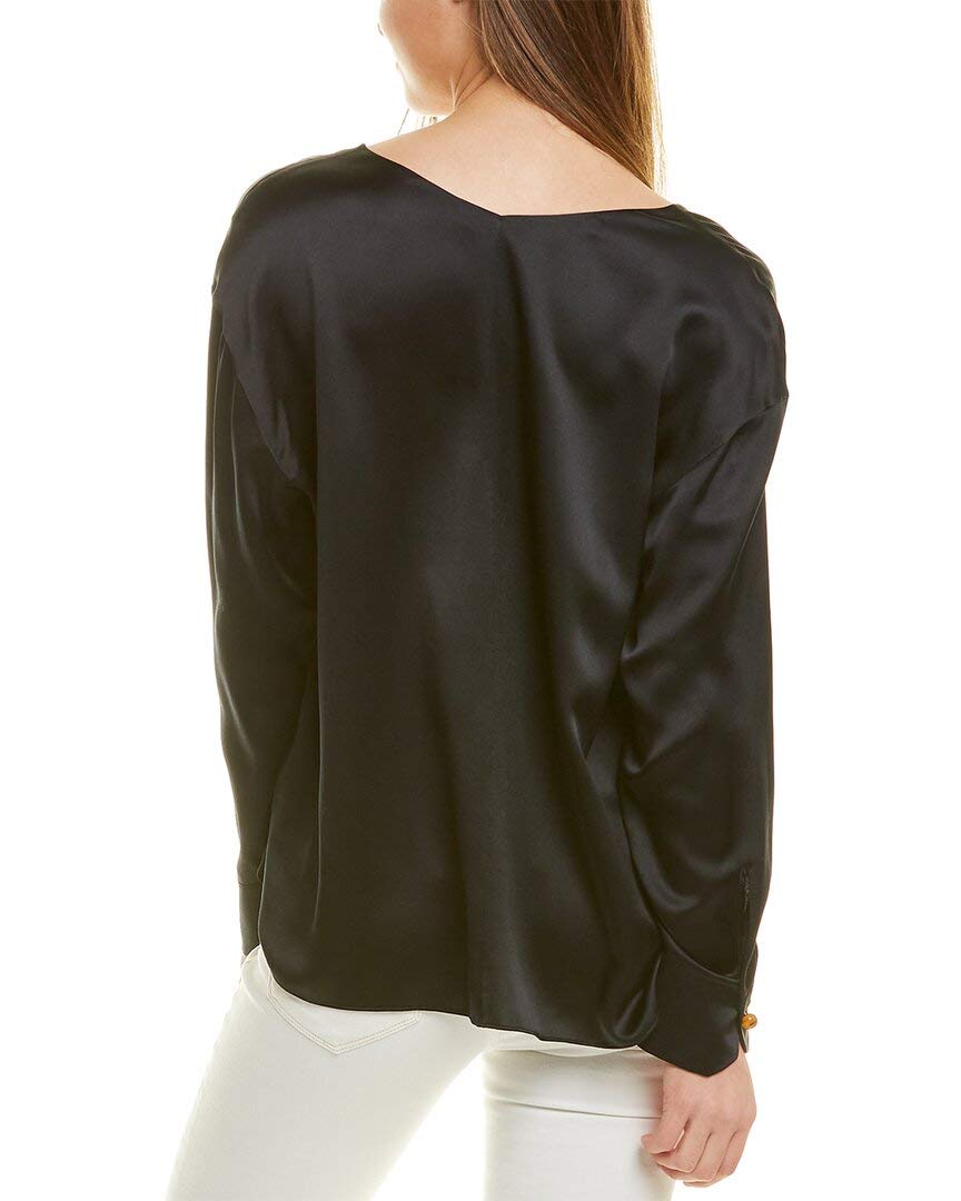 Vince Blusa con botón de Bola con Cuello en V Blusa para Mujer