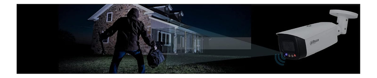 DAHUA IPC-HFW3249T1-AS-PV- Cámara IP Bullet TiOC 2 MP/Lente 3,6 mm/Sirena INT/Estrobo Rojo y Azul/Full Color/SMD Plus/ H265/ Vision Nocturna 40 MTS/Microfono INT/WDR Real/ IP67/ PoE/WizSense