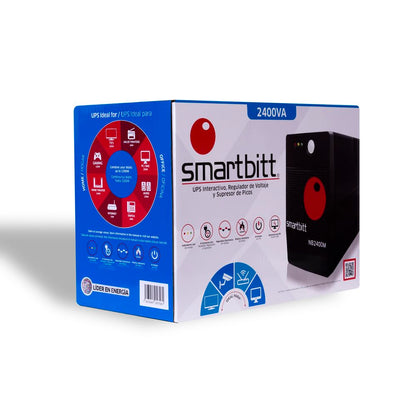 Smartbitt No Break Interactivo de 2400 VA / 1200 W con 8 Contactos, Negro, SBNB2400M