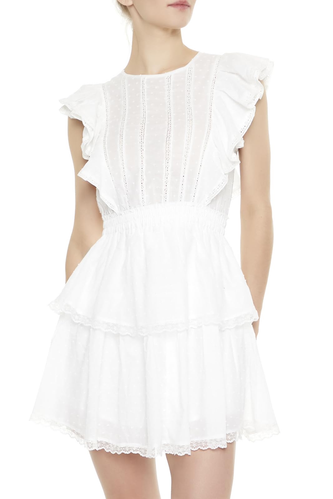 Forever 21 Clip Dot Lace Ruffled Mini Dress Vestido Mujer