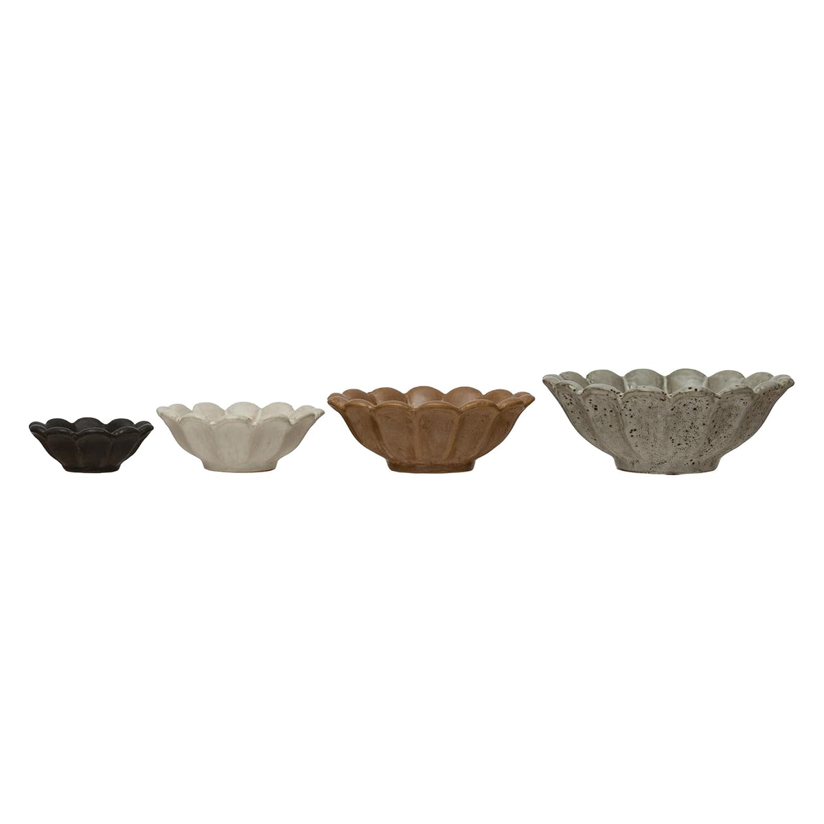 Creative Co-Op - Cuencos de Flores de gres, 6 Pulgadas de Largo x 6 Pulgadas de Ancho x 3 Pulgadas de Alto, Multicolor