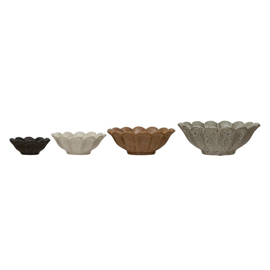 Creative Co-Op - Cuencos de Flores de gres, 6 Pulgadas de Largo x 6 Pulgadas de Ancho x 3 Pulgadas de Alto, Multicolor