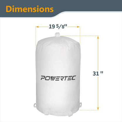 POWERTEC 70333 - Bolsa colectora de polvo, 21 x 31 pulgadas, filtro de 1 micra, para JET, Grizzly, Shop Fox, Wen, Harbor Freight, y POWERTEC DC-1512