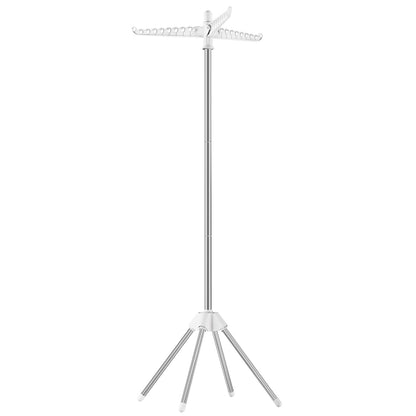 SONGMICS Tendedero de Ropa, Plegable, 3 Brazos Giratorios, Alto 150 cm | Tendedero para Perchas, de Interior, de 4 Patas, Blanco y Plata, Colección BUNJI MLLR510W01 - Blanco + Plata - 1 nivel