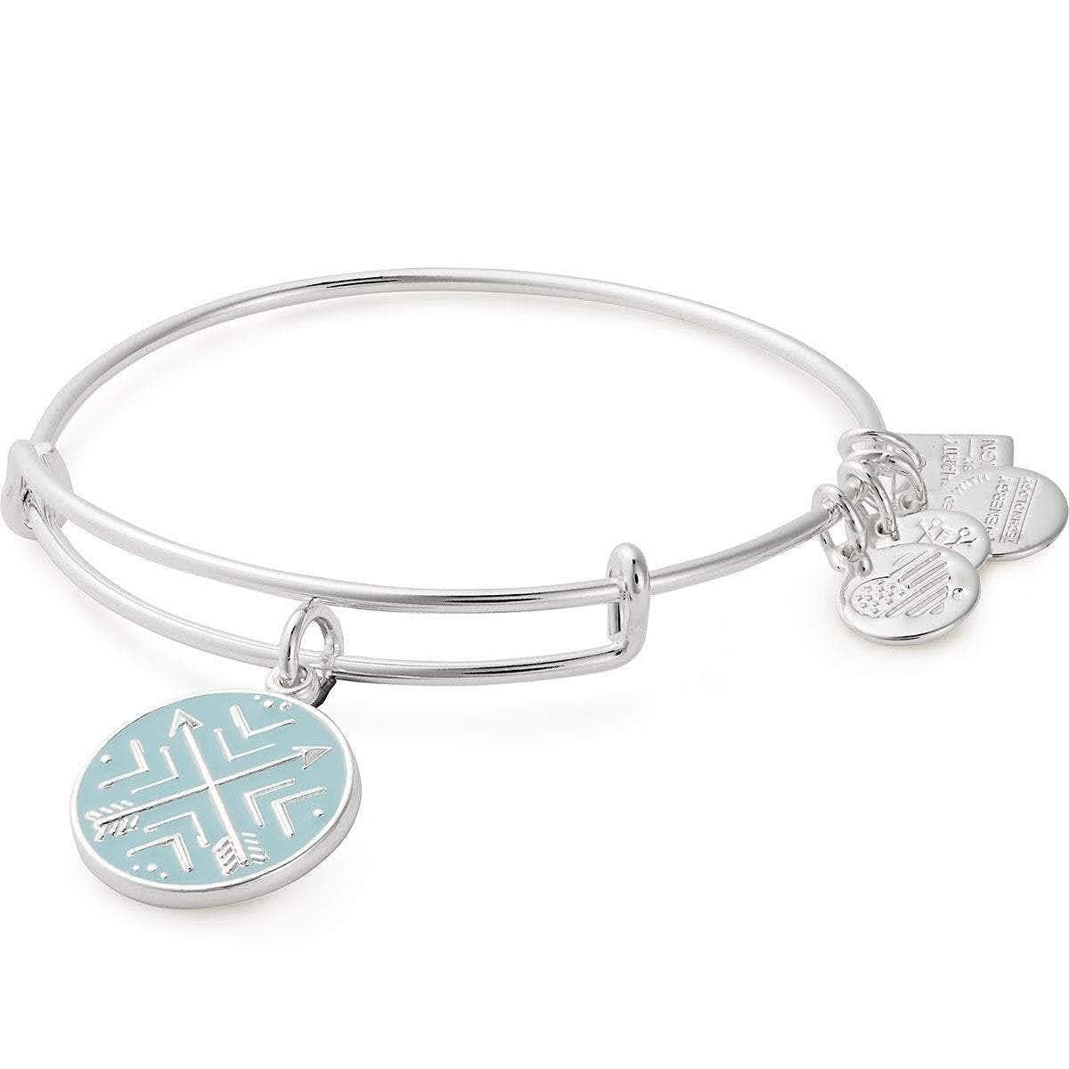 Alex and ANI Path of Symbols Expandable Bangle for Women, Arrows of Friendship Charm, Shiny Finish, 2 to 3.5 in