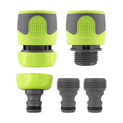 Flexzilla ZillaGreen - Kit de Conexión Rápida para Manguera de Jardín - 5 PC. - Acoplador y enchufe