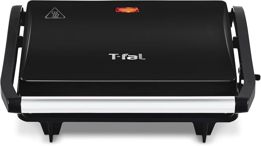 T-FAL Parrilla Grill Sandwichera Negra con Antiadherente | Prepara Paninis, tortas, sandwiches con facilidad. SW3318MX
