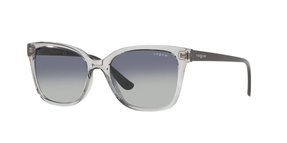 Vogue Eyewear Woman Sunglasses Transparent Grey Frame, Grey Gradient Dark Blue Lenses, 54MM