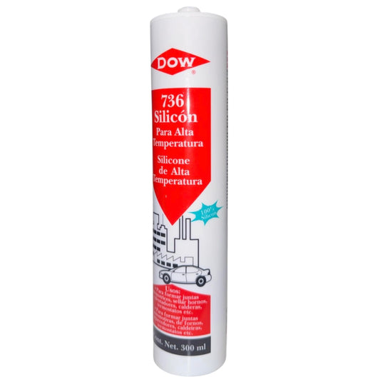 Dowsil 736 - Sellador De Silicona Alta Temperatura de Uso General - Rojo, Cartucho de 300 ml