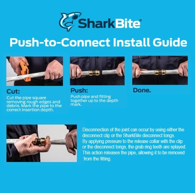 SharkBite Pro Push to Connect Herramienta de desconexión, tubería PEX, cobre, CPVC, PE-RT, HDPE, HDPE, PROD3810