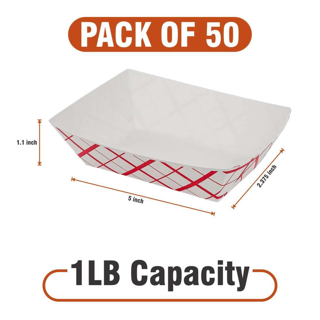 Concession Essentials 1lb Paper Food Trays. Heavy Duty, Grease Resistant. 1 LB Paper Food Trays.50 Pack. Perfect for Carnivals and Concession Stands.