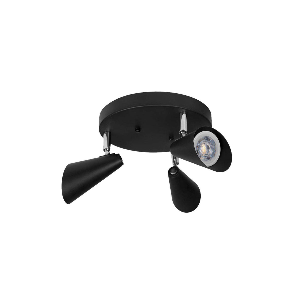 ILLUX Lámpara de Techo Triple Spot Dirigible Negro Mate con 3 Focos LED 3x6W Luz Cálida 2700K 500lm Interior TR-2407.NKT27