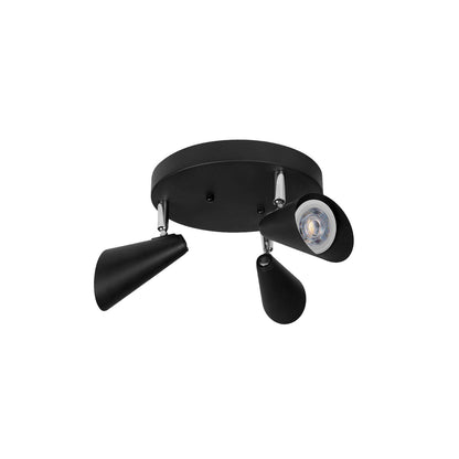 ILLUX Lámpara de Techo Triple Spot Dirigible Negro Mate con 3 Focos LED 3x6W Luz Cálida 2700K 500lm Interior TR-2407.NKT27
