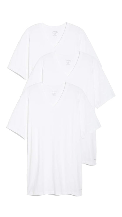 Calvin Klein Men`s Cotton Classic Fit Short Sleeve V Neck T-Shirt, 4-Pack