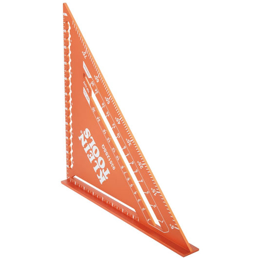 Klein Tools 93512SSQ Rafter Square, cuadrado de velocidad de 12 pulgadas, aluminio grabado con láser doble, multifuncional, herramienta de medición de carpintero, regla triangular para carpintería