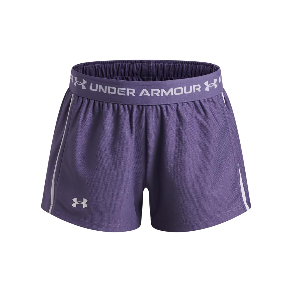 Under Armour Tech Play Up Shorts para Niña - M - (520) Purple Luxe - Blanco